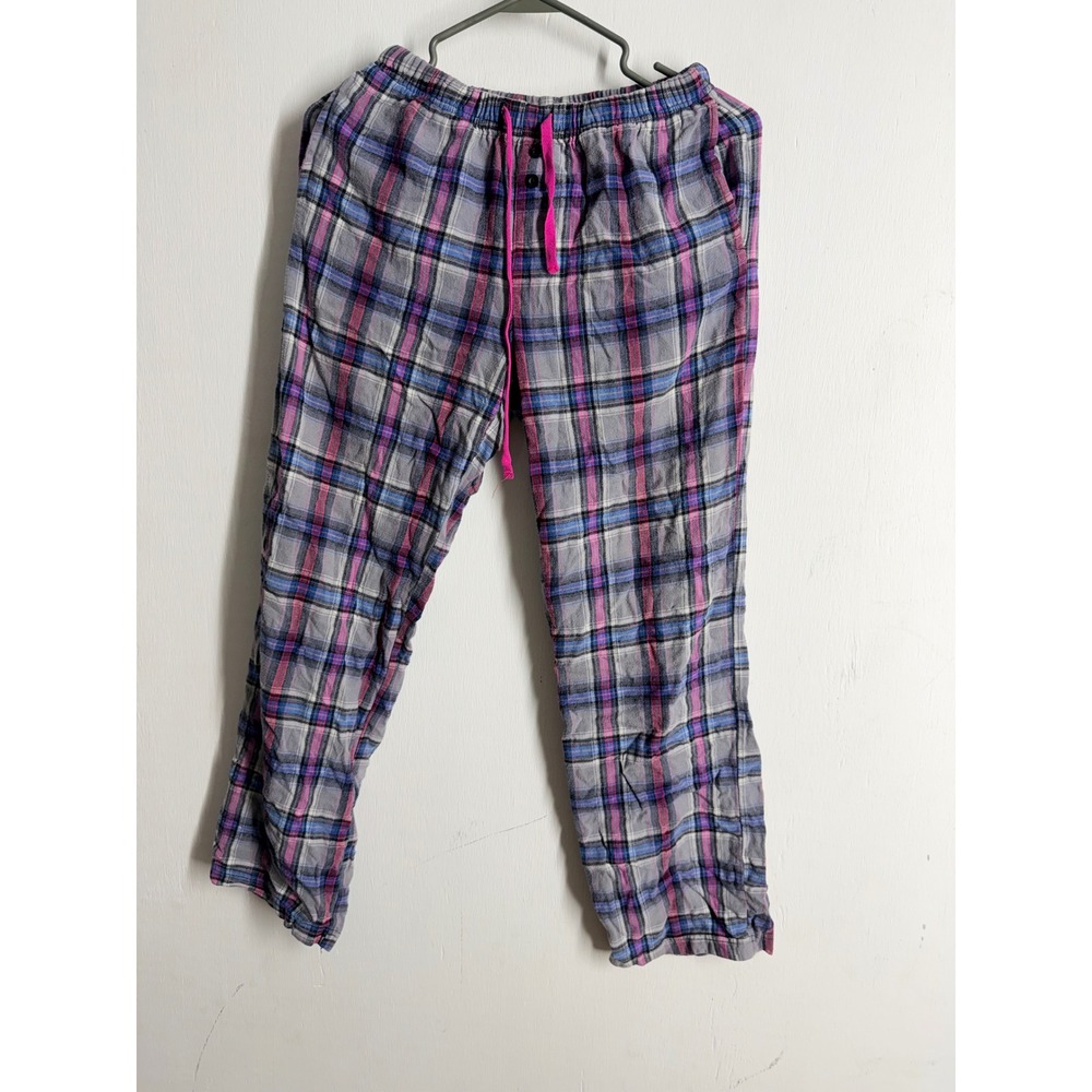 Natural Reflections Pink Blue Plaid Flannel Pajama Pants Small Sleepwear Lounge